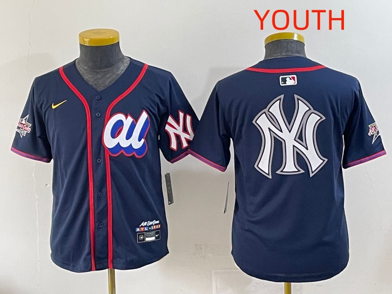 Youth 2025 New York Yankees Blank Drak Blue All star Blank Blue Nike MLB Jersey style 12->youth mlb jersey->Youth Jersey